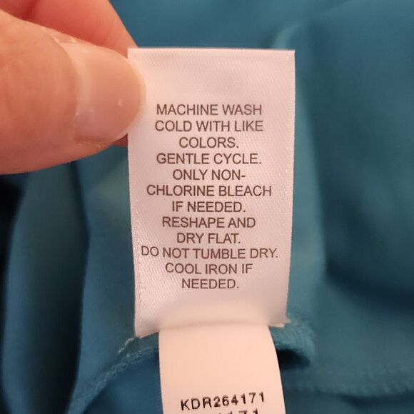 J. Jill Wearever Maxi A-Line Dress XL Blue Cap Sleeves V-Neck Double Face Jersey - Picture 3 of 11